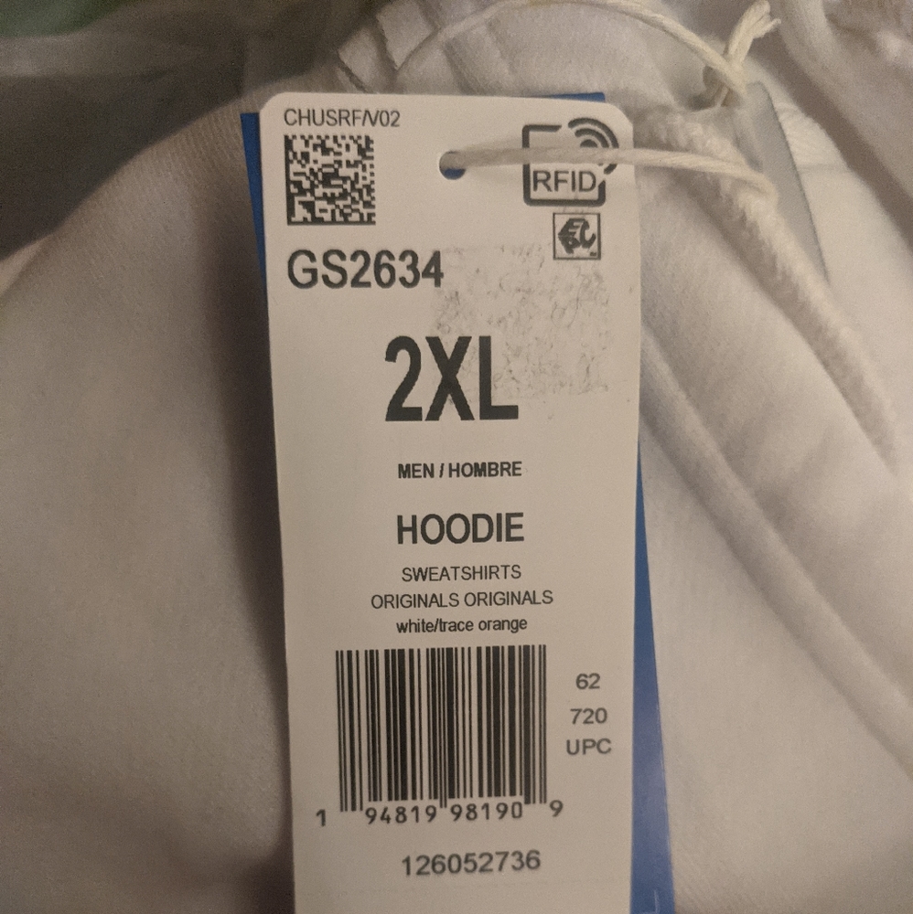 NWT ADIDAS ORIGINALS SWAROVSKI TREFOIL PULLOVER HOODIE WHITE GS2634 Sz XL or 2XL - Picture 9 of 10